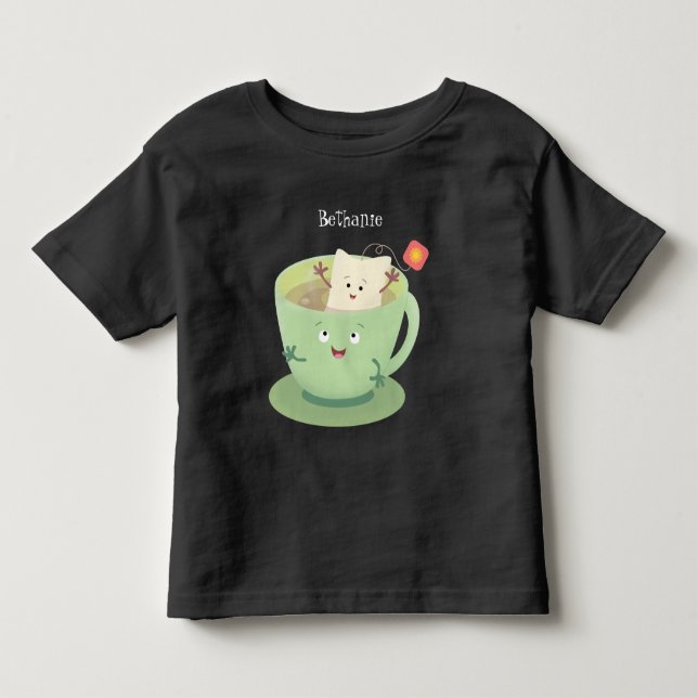 Cute teabag cup cartoon humor character toddler t-shirt (Front)
