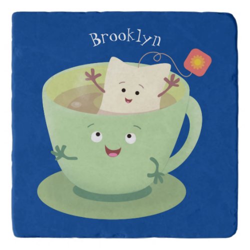 Cute teabag cup cartoon humor character trivet