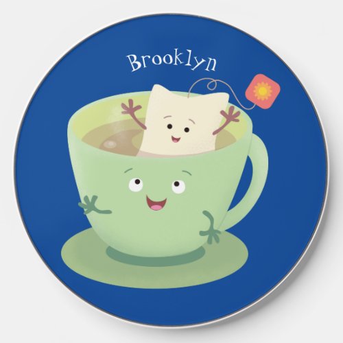 Cute teabag cup cartoon humor character wireless charger 