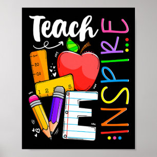 Cute Teach Love And Inspire Men Women Teacher Poster