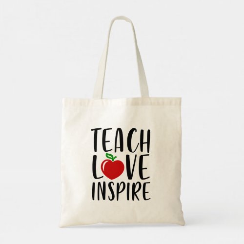 Cute Teach Love Inspire Teacher Gift Tote Bag