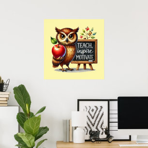 Cute Teach Love Inspire word art Teachers Poster