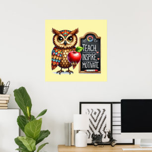 Cute Teach Love Inspire word art Teachers Poster