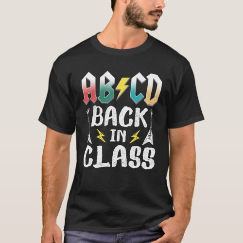 Cute Teacher ABCD Back In Class Funny Back To Scho T_Shirt