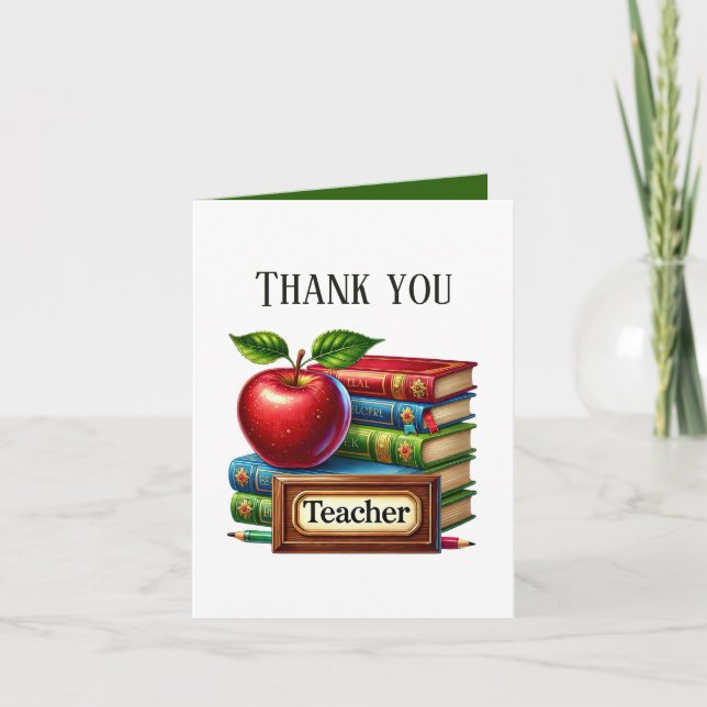 Cute Teacher add your message  Letterpress Thank You Card (Front)