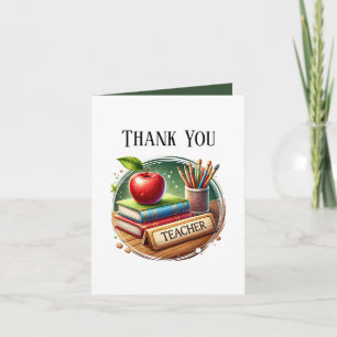 Cute Teacher add your message Letterpress Thank You Card
