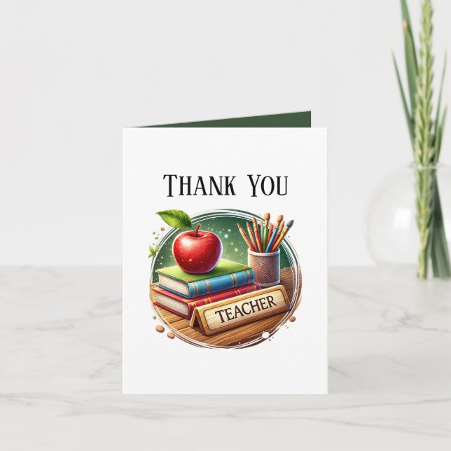 Cute Teacher add your message  Thank You Card (Front)