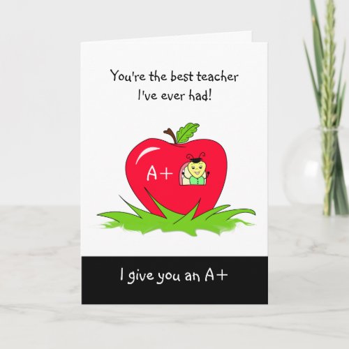 Cute Teacher Appreciation Day Apple For Teacher Card