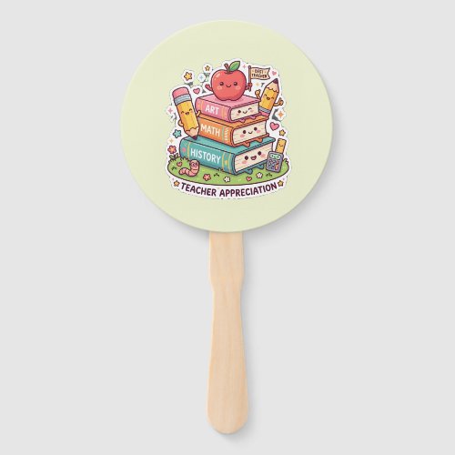 Cute Teacher Appreciation Kawaii School Books Hand Fan
