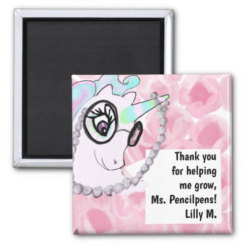 Cute Teacher Appreciation Unicorn Thank You Magnet