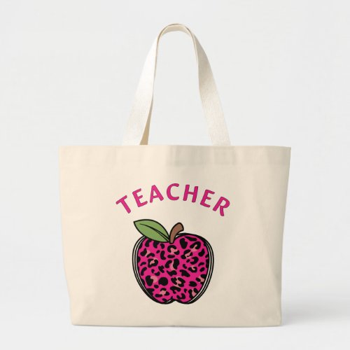 Cute Teacher Bag with Leopard Print Apple in Pink