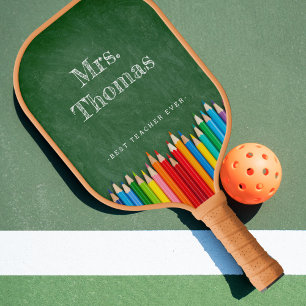 Cute Teacher Chalkboard Colored Pencils Pickleball Paddle