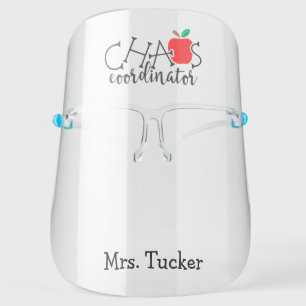 Cute Teacher Chaos Coordinator with Apple Face Shield