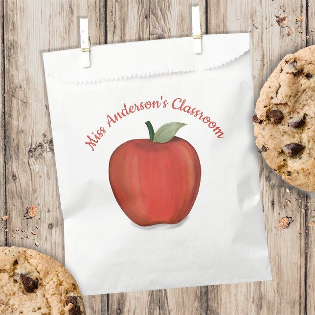 Cute Teacher Classroom Red Apple Whimsical  Favor Bag (Creator Uploaded)