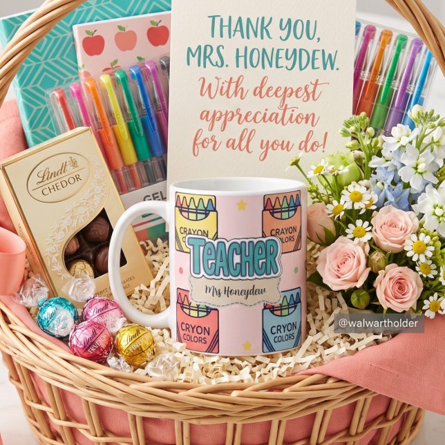 Cute Teacher Crayon Pattern  Coffee Mug (Creator Uploaded)