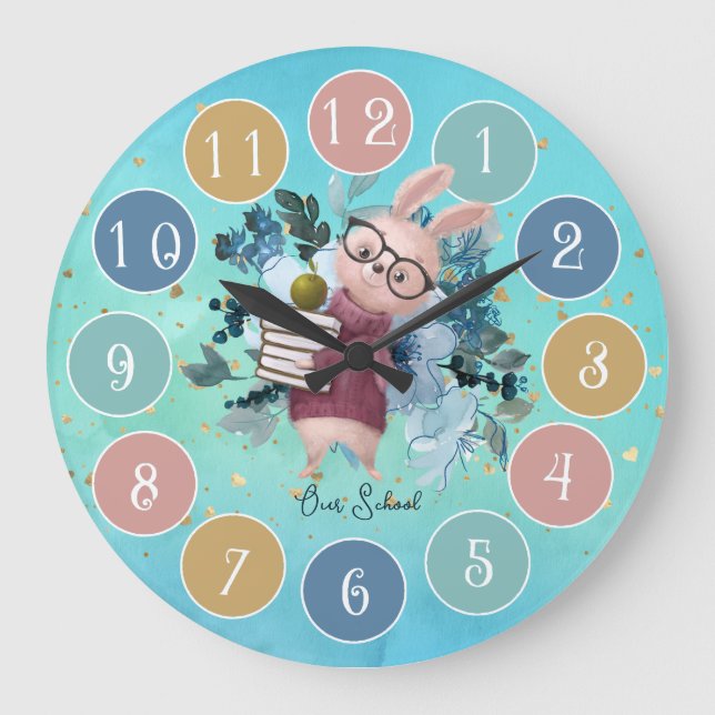 Cute Teacher Elementary School Custom Large Clock (Front)