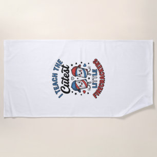 Cute Teacher Firecracker Vintage Fourth of July Sh Beach Towel