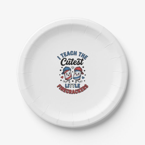 Cute Teacher Firecracker Vintage Fourth of July Sh Paper Plates