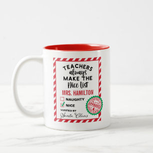 Cute Teacher Gift Nice List Mug