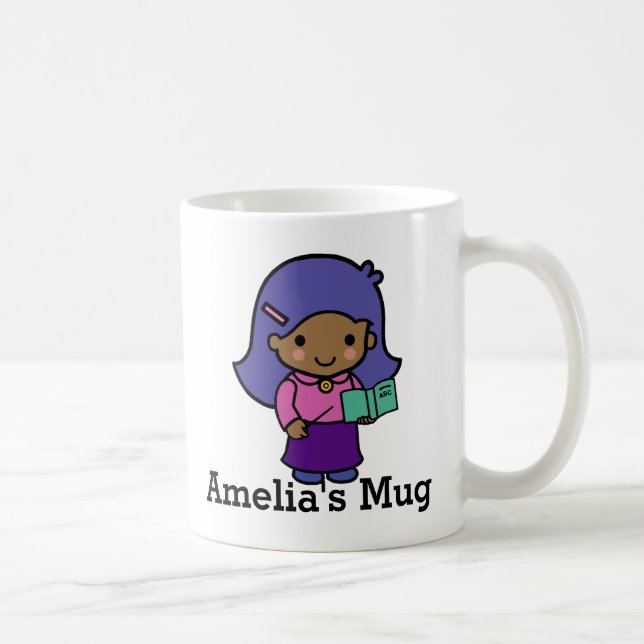 Cute Teacher Girl with Spelling Book Coffee Mug (Right)