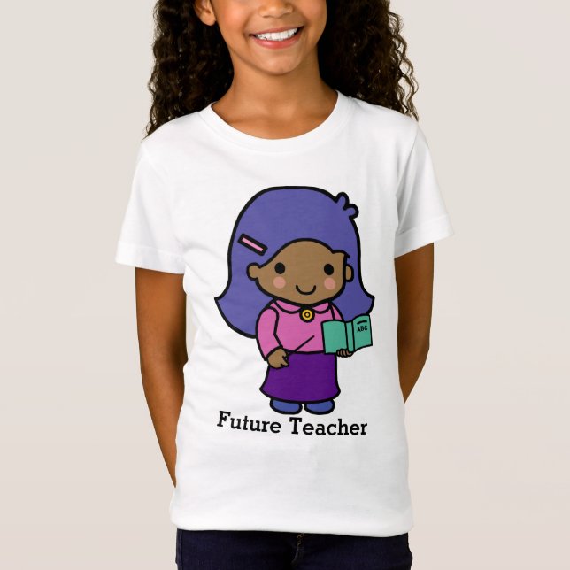 Cute Teacher Girl with Spelling Book T-Shirt (Front)