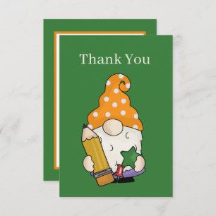 Cute Teacher gnome add sentiment Thank You Card