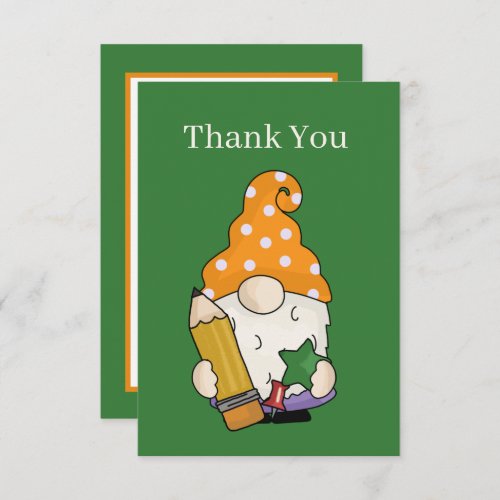 Cute Teacher gnome add sentiment Thank You Card
