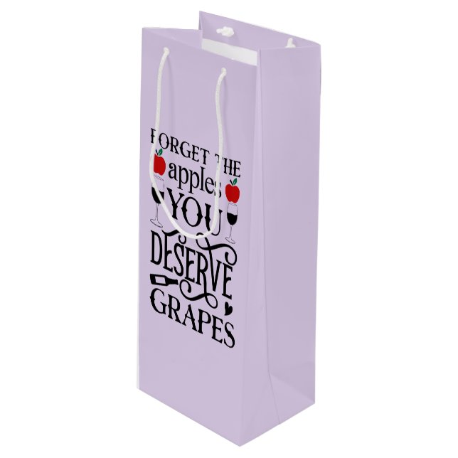 cute Teacher grapes word art Wine Gift Bag (Front Angled)
