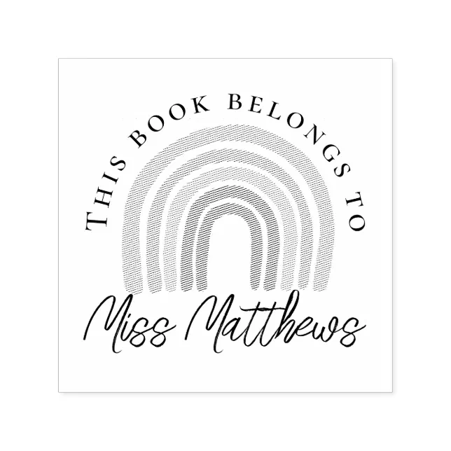 Cute Teacher Library Rainbow Bookplate Self-inking Stamp | Zazzle