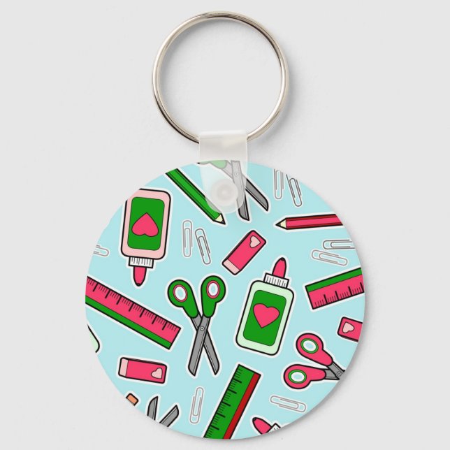 Cute Teacher Love School Print Keychain (Front)