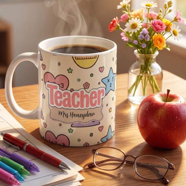 Cute Teacher Math Shapes Pattern  Coffee Mug (Creator Uploaded)
