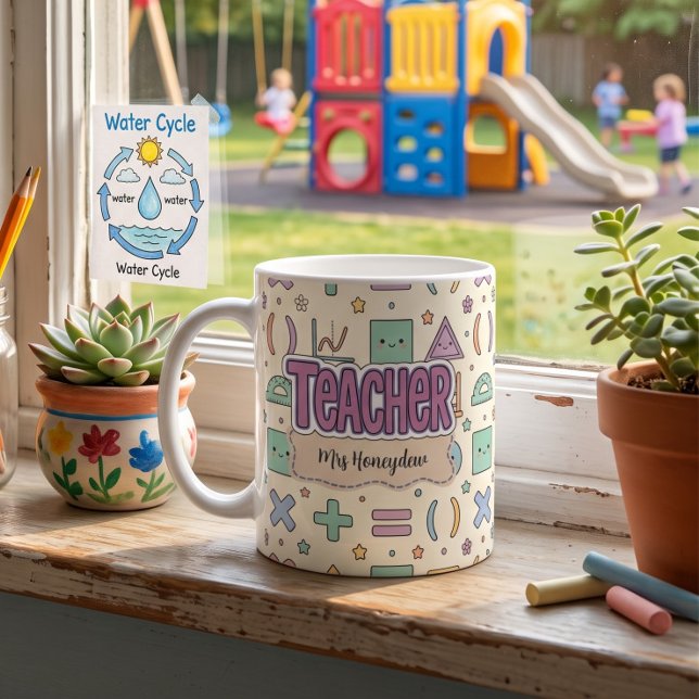 Cute Teacher Mathematics Pattern  Coffee Mug (Creator Uploaded)