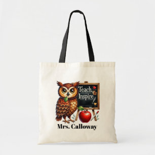 Cute Teacher owl add name customizable  Tote Bag