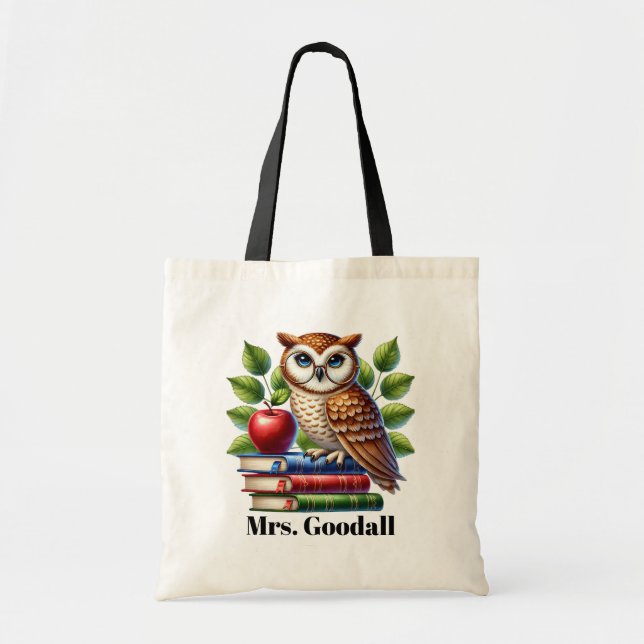 Cute Teacher owl lovers add name customizable  Tote Bag (Front)