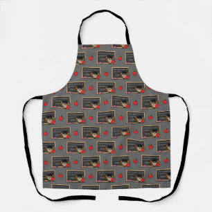 Cute Teacher Owl with Apple Cartoon Apron