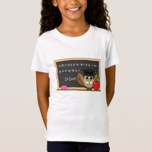 Cute Teacher Owl with Apple Cartoon T-Shirt