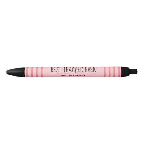 Cute Teacher Pink Typography Personalized Black Ink Pen