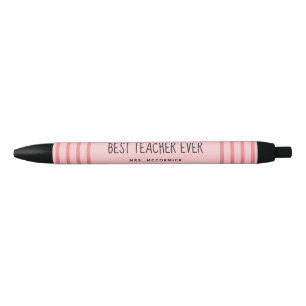 Cute Teacher Pink Typography Personalized Pen