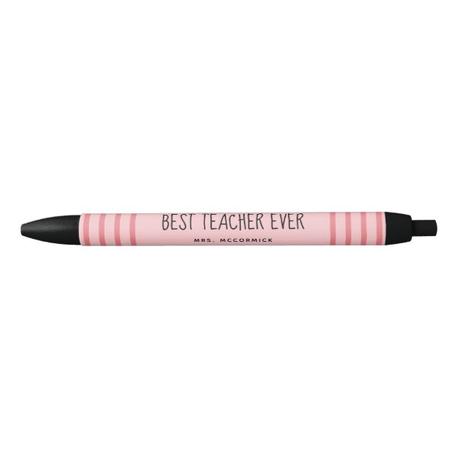 Cute Teacher Pink Typography Personalized Pen (Front)