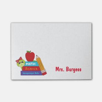 Cute Teacher Post It Notes by Lilleaf at Zazzle