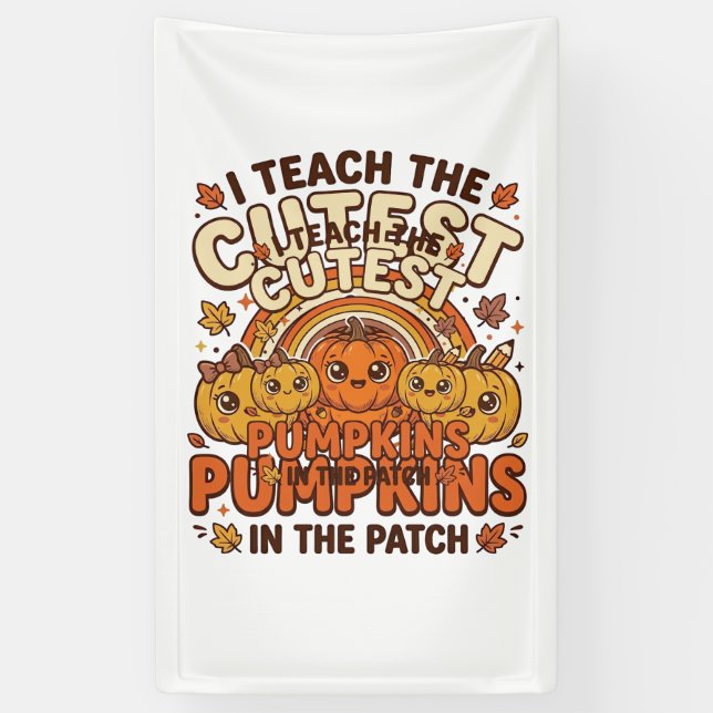 Cute Teacher Pumpkin Fall Classroom Vector Design_ Banner (Vertical)