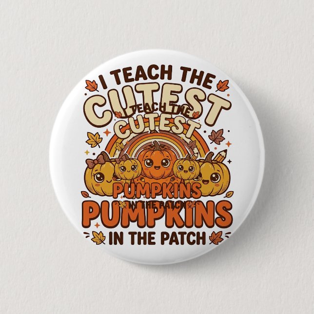 Cute Teacher Pumpkin Fall Classroom Vector Design_ Button (Front)