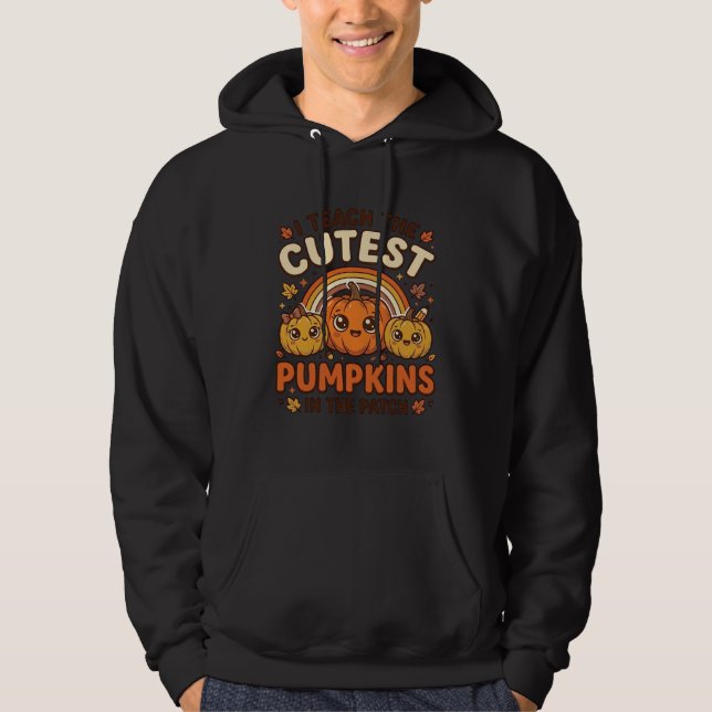 Cute Teacher Pumpkin Fall Classroom Vector Design_ Hoodie (Front)
