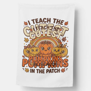 Cute Teacher Pumpkin Fall Classroom Vector Design_ House Flag