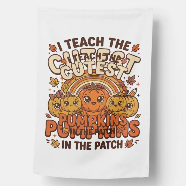 Cute Teacher Pumpkin Fall Classroom Vector Design_ House Flag (Front)