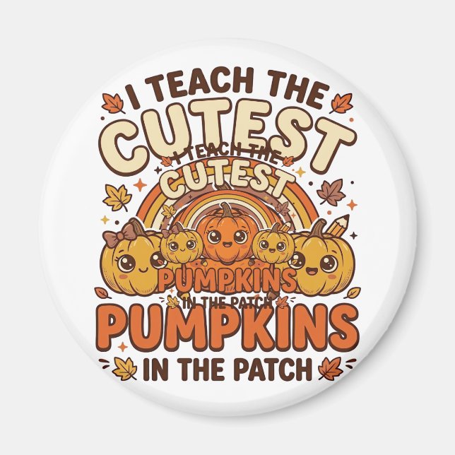 Cute Teacher Pumpkin Fall Classroom Vector Design_ Magnet (Front)