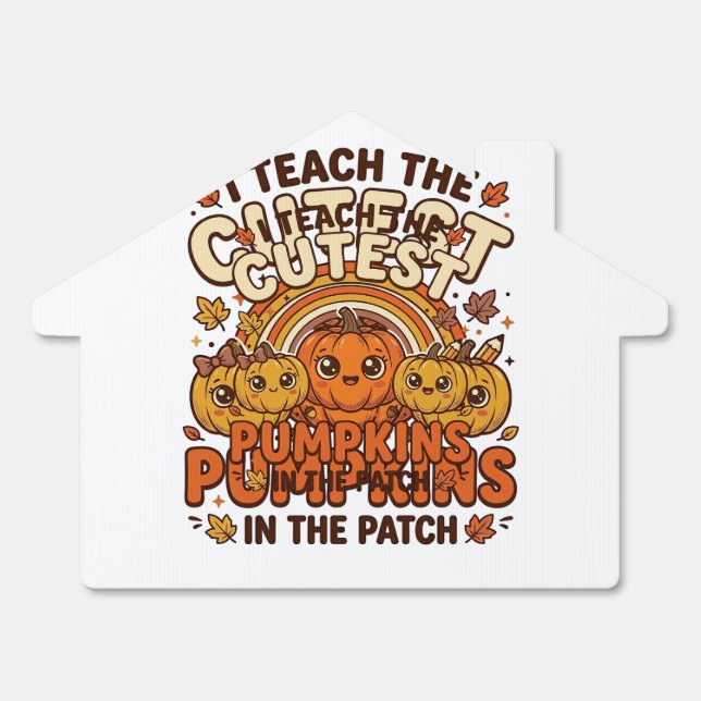 Cute Teacher Pumpkin Fall Classroom Vector Design_ Sign (Front)