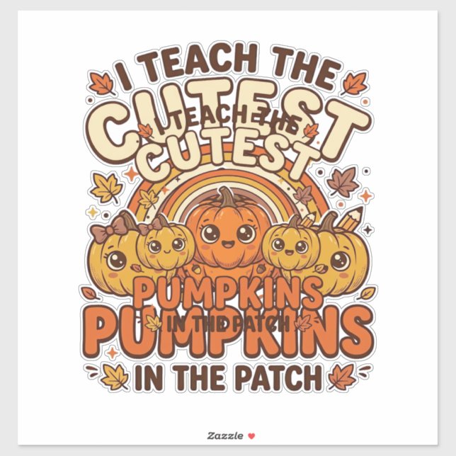 Cute Teacher Pumpkin Fall Classroom Vector Design_ Sticker (Sheet)
