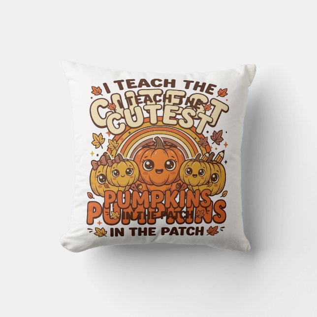 Cute Teacher Pumpkin Fall Classroom Vector Design_ Throw Pillow (Front)