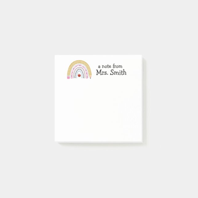 Cute Teacher Rainbow Apple Pencil "A Note From"  (Front)